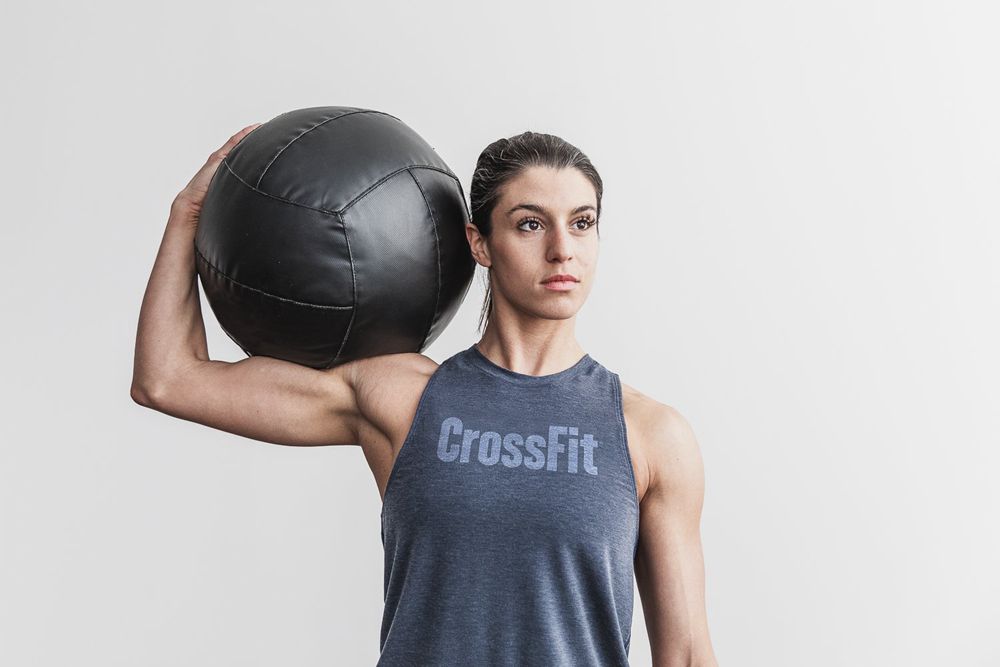 NOBULL Majice Bez Rukava Ženske - Nobull Crossfit® High-Neck Tamnoplave (513827-TRN)